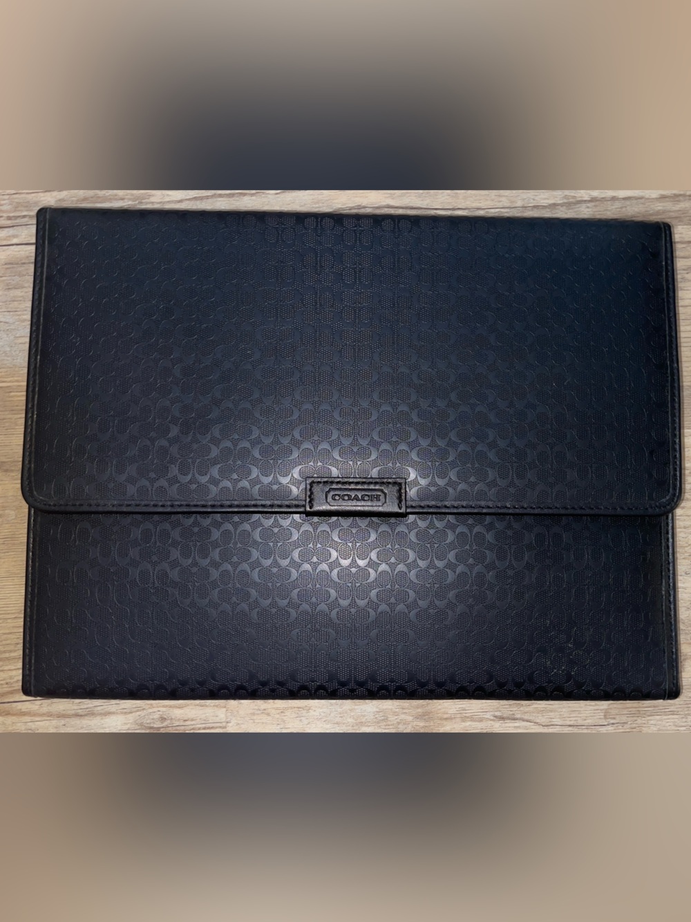 Coach black heritage Signature Embossed portfolio
